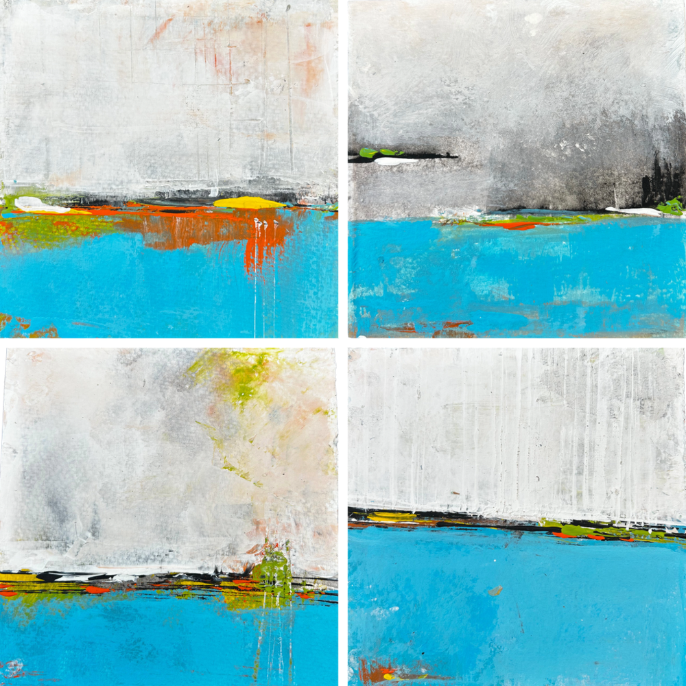 絵画 BL/ZONE/a. Horizon Line (Set of Four) | Renee Broxson Fine Art | Santa Rosa